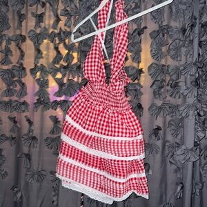 Triple threads halter red dress